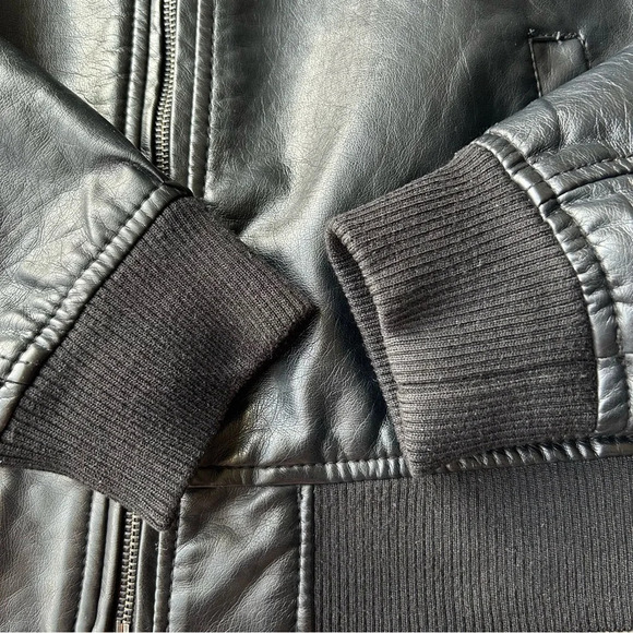 Ci Sono By Cavalini Black Faux Leather Bomber Jacket - Picture 12 of 16